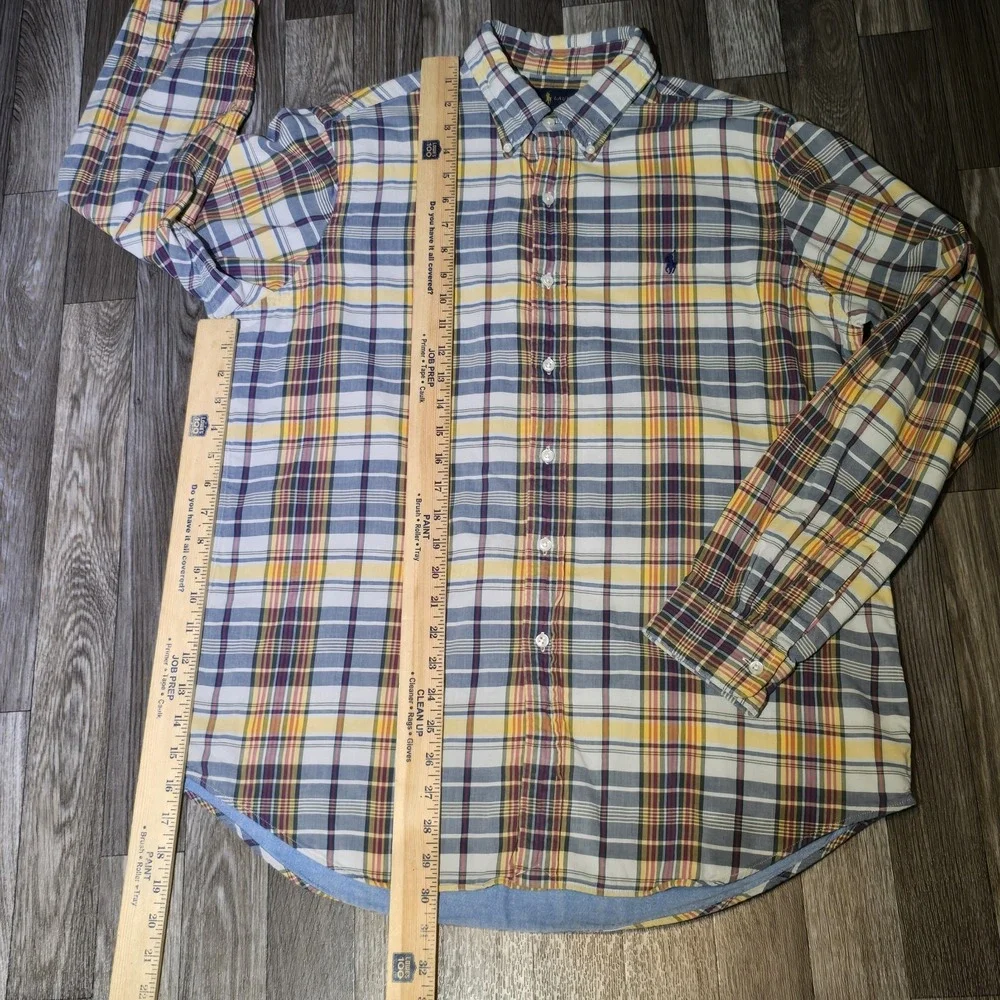 Ralph Lauren Men's Plaid Button Down Shirt LG Yellow Blue‎ Purple Casual